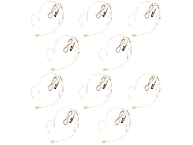 10 Pack Headset Microphone Dual Earset Headworn Over Ear Hanging Condenser Mic Compatible with AKG Samson,Mini XLR Mic 3Pin TA3F...