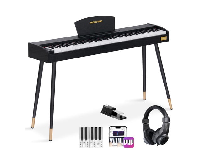 Beginner Digital Piano 88 Key Keyboard,Full-size Electric Piano for Beginners,with Sheet Music Stand,Pedal,Power Adapter,Headphone...