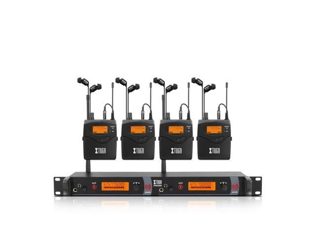 RW2080 Wireless in Ear Monitor System,4 Bodypacks UHF IEM(572-599Mhz) Wireless IEM System,2*40 Frequencies,300Ft Range,Mono Dual Channel Stage...