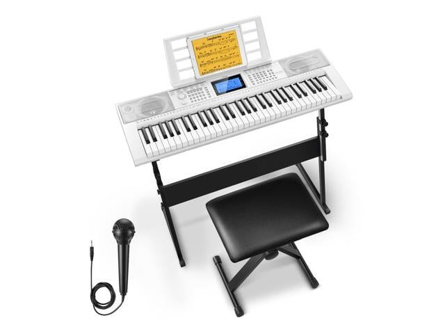 61 Key Keyboard Piano, Electric Piano Keyboard Kit with 249 Voices, 249 Rhythms - Includes Piano Stand, Stool, Microphone, Gift for Beginners,...