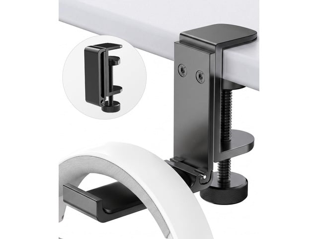 Headphone Stand Under Desk, Foldable Aluminum Headset Holder with Adjustable Screw Clamp, Headphone Hook Mount for Gaming Accessories, Space-Saving...