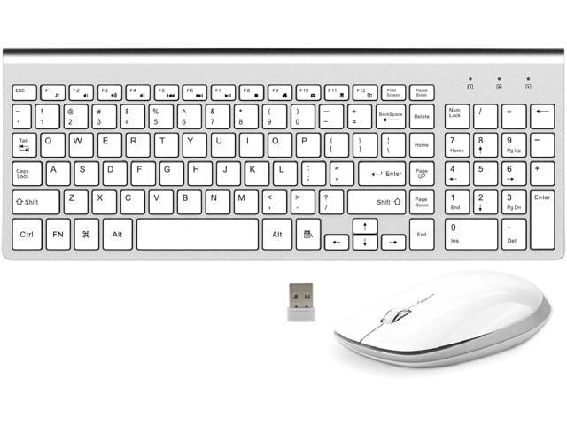 Keyboard and Mouse Wireless, USB 2.4GHz Combo Silent Quiet Low Profile Compact Full Size Flat Slim Thin Portable with Number Pad Soft Cover for PC...