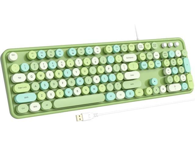 Atelus Computer Keyboard Wired, Typewriter Style, Plug Play USB Keyboard with Large Number Pad, Caps Indicators, Foldable Stands, Full Size Wired...