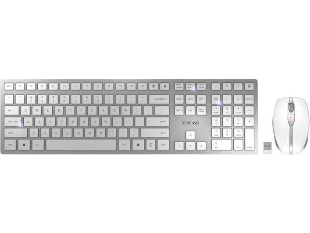 CHERRY DW 9100 Slim, Wireless Keyboard and Mouse Set, Bluetooth & 2.4 GHz RF Connection, Quiet Keys, Comfortable Writing, Rechargeable, QWERTY,...
