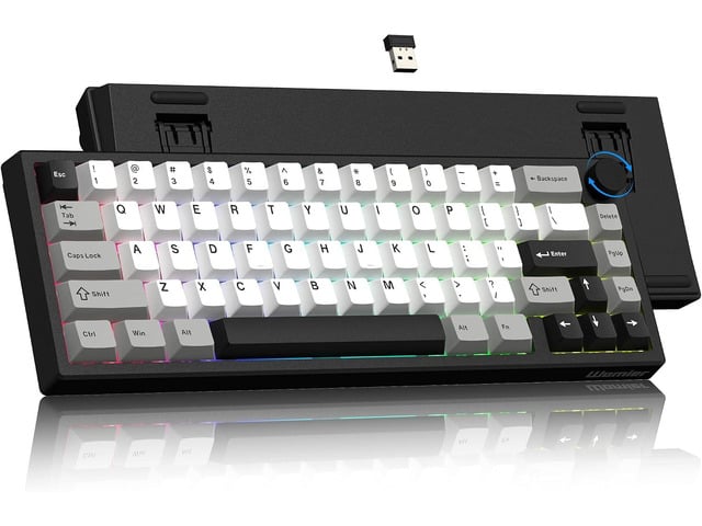 Womier Wireless 60% Gaming Keyboard with CNC Knob Mechanical Keyboard QMK/VIA Creamy Mechanical Keyboard,Tri-Mode Thocky Custom Black White Key...