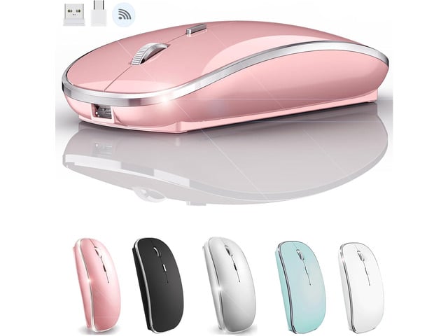 Apple JETTA Wireless Mouse for MacBook Pro MacBook Air MacBook Laptop Mac iMac Desktop Computer Chromebook PC Laptop 2.4 USB/USB C Mouse (Rose Gold)