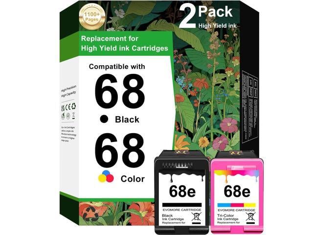 HP 68e Black/Tri-Color Ink Cartridges (2-Pack) Replacement for HP Ink 68 68e Ink Works for Envy 6100e 6552e 6555e 6558e 6155e 6152e Printer (1 Black,...