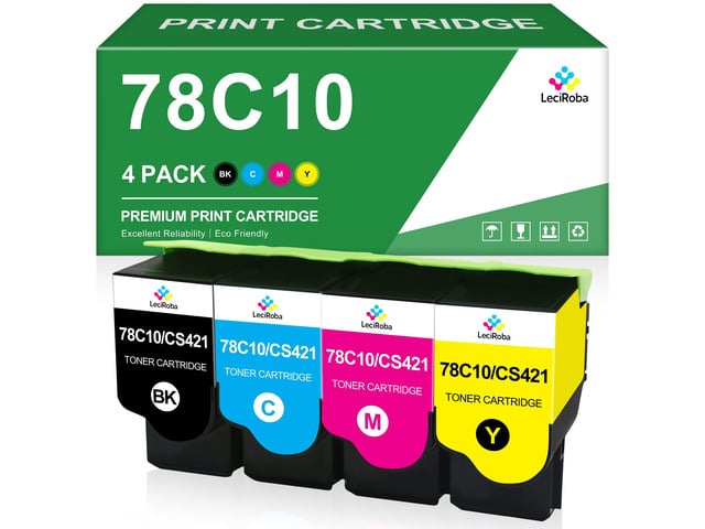 CS421 78C10 Toner Cartridge Replacement for Lexmark 78C10 78C10K0 78C10C0 78C10M0 78C10Y0 for CS421 CS521 CX421 CX522 CX622 CX625 CX522ade CX622ade...