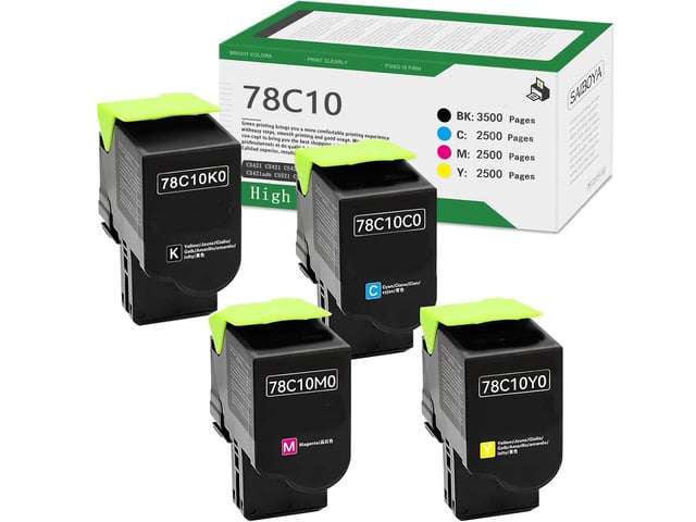 78C10 High Yield Compatible Toner Cartridge CS421 Replacement for Lexmark CS421 CX522 CX421 CS521 CX521 CS522 CX622 CX625 Printer (4 Pack,Black...