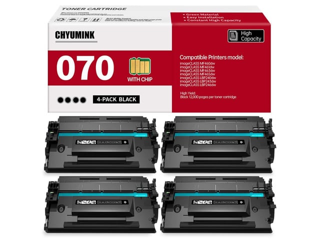 Canon 070 Black Toner Cartridge 4 Pack 070 Ink Cartridge Replacement for Canon 070 CRG070 CRG-070 Toner for MF460dw MF461dw MF463dw MF465dw LBP240dw...