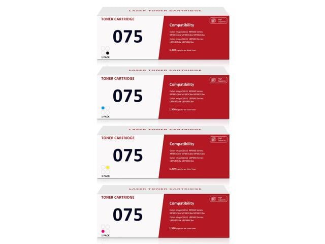 Canon 075 4-Pack Toner Cartridges - Black, Cyan, Magenta, Yellow Toner Replacement for Canon 075 Toner Cartridges Compatible with Canon MF660, LBP640...