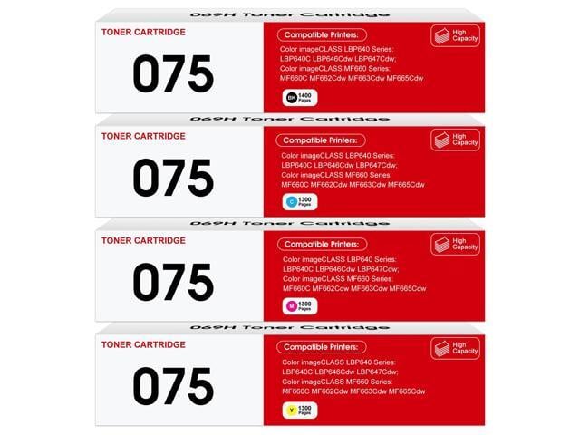 Canon 075 Toner Cartridge Set 4-Pack MF663Cdw MF665Cdw LBP646Cdw Toner Compatible for Canon 075 075H for Color imageCLASS MF662Cdw LBP647Cdw LBP640c...