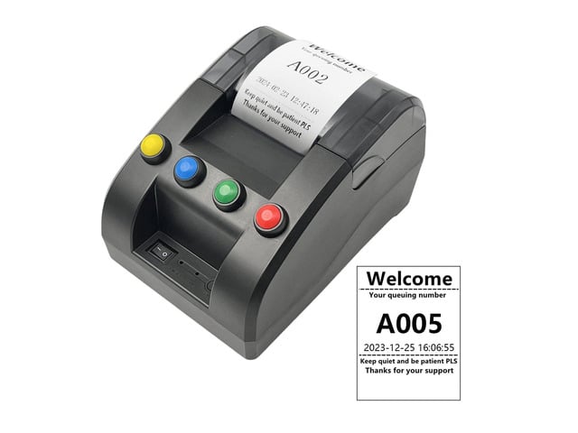 Take a Number Printer Ticket Thermal Printer Ticket Machine with 57mm Receipt Ticket Roll Show Different Department Name and Queue Number for...