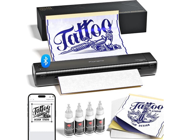 TP81 Tattoo Stencil Printer Kit with 4 Pcs Tattoo Transfer Gel 20 Pcs Transfer Paper, Bluetooth Compatible with Phone/Tablet/PC, Wireless...