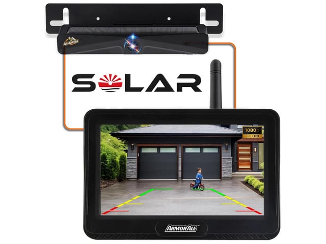 Solar Wireless Backup Camera:5' HD 1080P Monitor,3 Mins DIY Installation & 5000 mAh Battery Powered Solar Back Up Camera Systems, IP69K Waterproof...