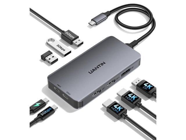 Laptop Docking Station 3 Monitors, 8-in-1 USB C Dock with 2 HDMI, DP Docking Station with 4K@60Hz Dual HDMI, DisplayPort, USBA & C Data, 100W PD,...