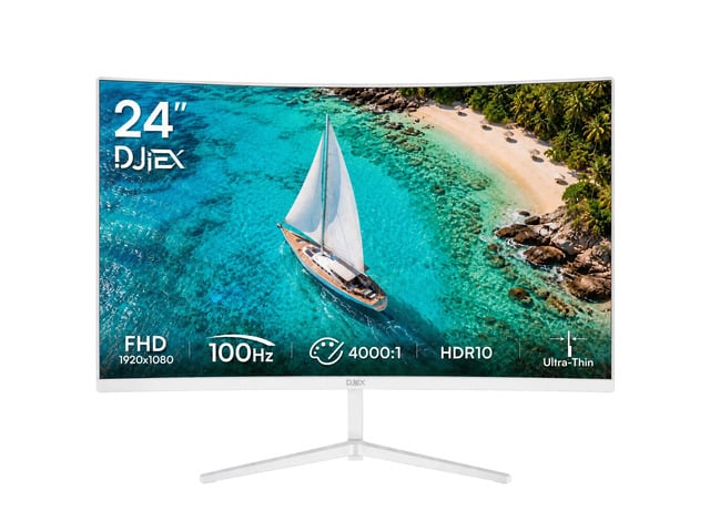 24 Inch Curved White Monitor, FHD 1080P, 100Hz VA Panel, 3000R, 98% sRGB, Frameless Design, Flicker-Free, Low Blue Light, VGA, HDMI, VESA...