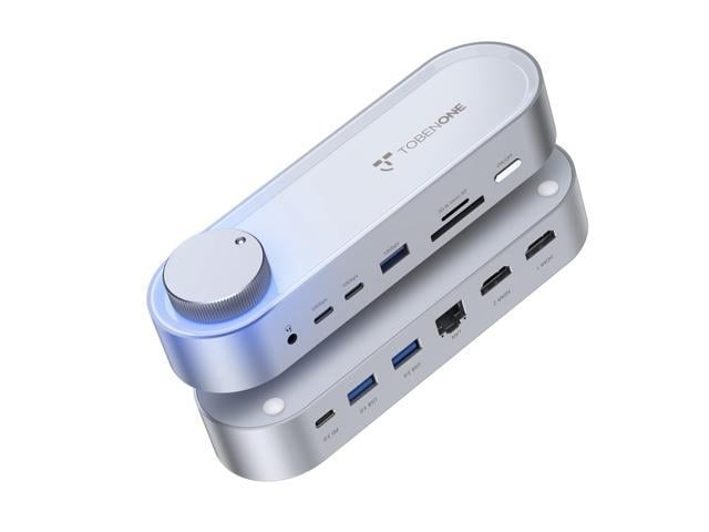 USB C Laptop Docking Station Dual Monitor, 100W PD, 5×USB 10Gbps 15-in-1 Dual HDMI 4K@60Hz, Volume Knob, 100W Charger, Ethernet Audio SD/TF for...