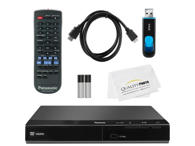 DVD Player DVD-S700 + Remote Control + High Speed 6 Foot 4K HDMI Cable + Ultra USB Flash Drive 64GB and Quality Photo Microfiber Cloth
