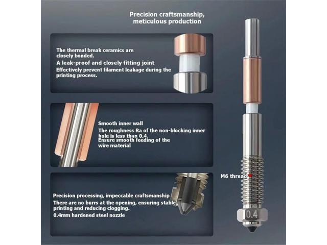 0.4mm Bil Nozzle for QIDI Q2 Q2c Bil Nozzle Billic Ceramic Insulation Integrated 3D Printer Parts