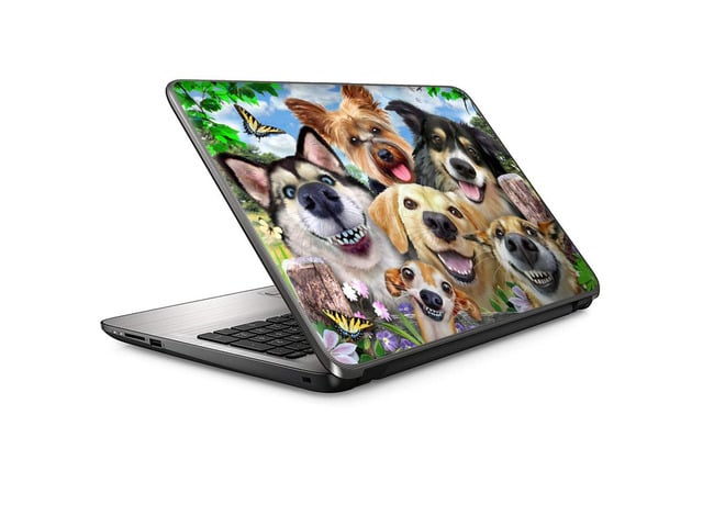 HP Selfie Dog Delight - 15 inches 15.6 inches Custom Fit Made to Order Laptop Notebook Skin Vinyl Sticker Cover Decal Fits HP Lenovo Apple Mac Dell...