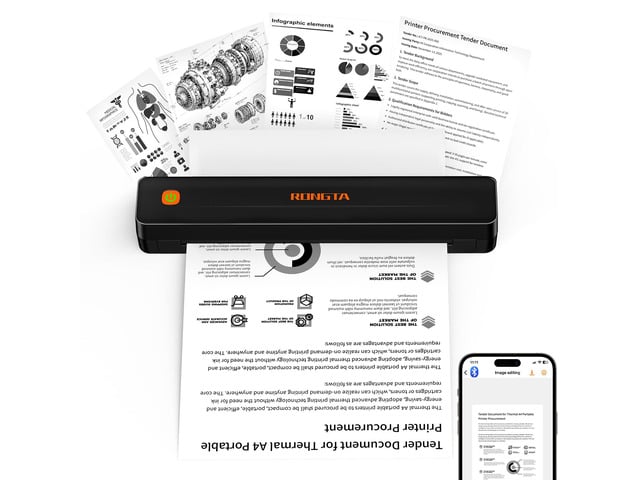 Thermal Portable Printers Wireless for Travel, Bluetooth Mobile Printer, Inkless Printer for School/Office/Home Use, Compatible with Android,iOS &...