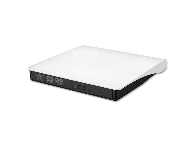 USB 3.0 SATA External DVD CD-ROM RW Drive Enclosure 5Gbps High-Speed 12.7mm Optical Drive Case for Laptop Desktop White