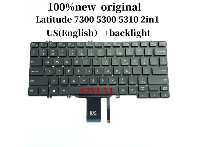 100%English US For Latitude 7300 5300 5310 2in1 keyboard with backlight 1V8KY 2RDRV