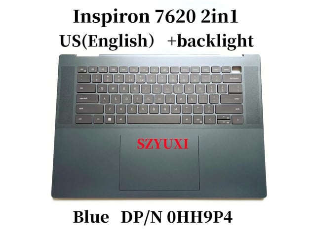 100%US English blue For Inspiron 7620 2in1 laptop keyboard Palmrest Keyboard Assembly TOP COVER C CASE HH9P4