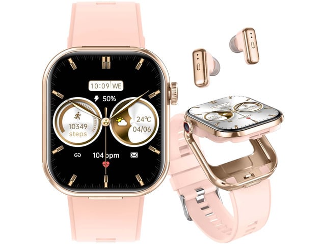 Smart Watches for Women with Earbuds Inside (Answer/Make Call) with 2.02' Fitness Tracker with Exercise Monitor, Ultra-Long Standby Waterproof...