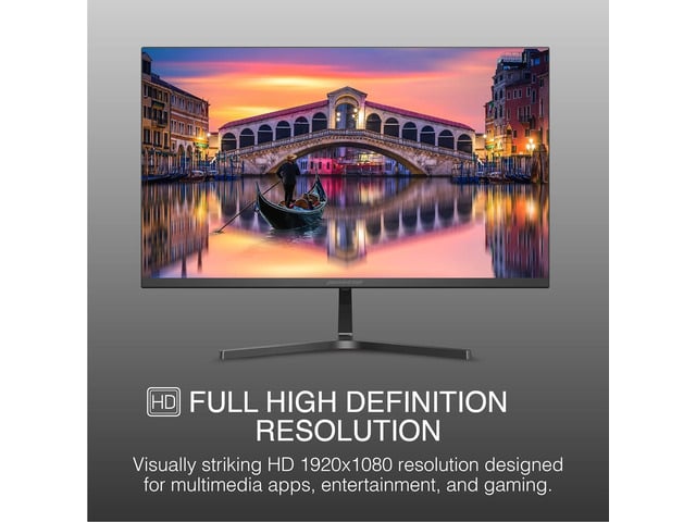 airFrame 24' FHD Monitors + Wireless Keyboard & Mouse, VESA Mount Compatible, HDMI/VGA, Tilt, Slim Bezel, for Home, Office, Light Gaming 2 Pack