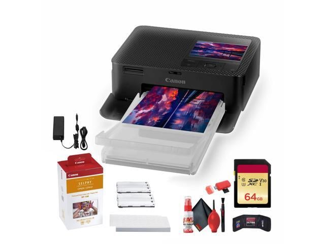SELPHY CP1500 Compact Photo Printer Accessory Wallet (Black) Bundle For Home & Office Printing + 64GB Memory Card + Cleaning Kit + Card Reader +...