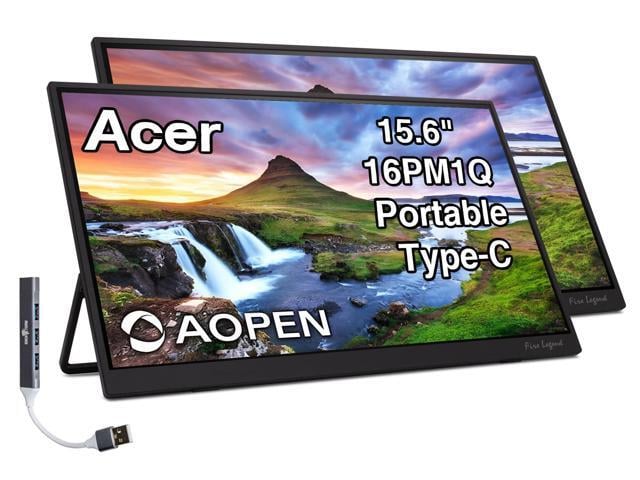 AMD AOPEN 16PM1Q 15.6' FHD IPS Portable Monitor with Tiltable Stand(2Pack) Built-in Speakers, Anti-Glare, AMD FreeSync, Mini HDMI & Dockztorm USB...