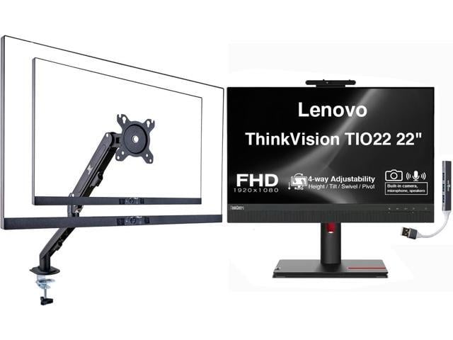 ThinkVision TIO22 22' FHD IPS Conferencing Monitor Anti-Glare 4ms Response Time,VESA Mount (100mm),Adjustable Height,Tilt,Swivel,Pivot,HDMI DKZ...