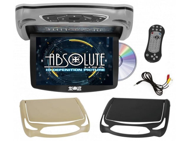 Absolute DFL14HD Car Roof Mount DVD Player Monitor 14 inch Vehicle Flip Down Overhead Screen- HDMI SD USB Card Input with Built-in IR Transmitter...