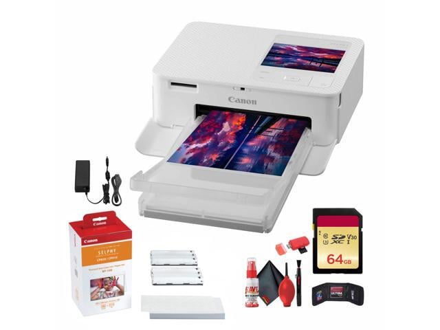 SELPHY CP1500 Compact Photo Printer (5540C002) (White) Bundle For Home & Office Printing + 64GB Memory Card + Cleaning Kit + Card Reader + RP-108...
