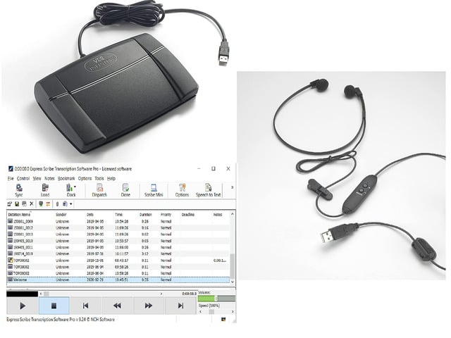 VEC Infinity 3 USB Foot Pedal Bundle with Spectra USB Headset and Express Scribe Pro License Black