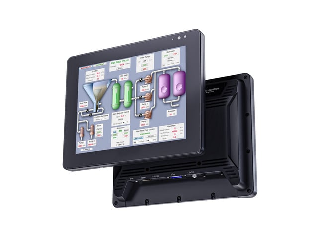 8 Ratio 4:3 1000 Nits IP65 Monitor, HDMI/VGA Industrial Touch Display- Optical Bonding, Auto Dimming & Waterproof Design (819/T HDMI/VGA Front...