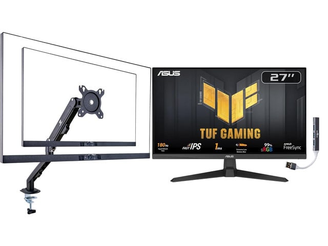 TUF Gaming 27' FHD IPS Monitor with 1ms Response Time, 180Hz Refresh Rate, Anti Glare, Flicker Free, VESA Mount (100mm), Displayport, HDMI, Black...