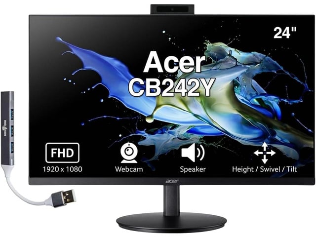 AMD 24' 1080P IPS Conferencing Monitor, Adjustable Height/Swivel/Tilt FHD Webcam, AMD Free Sync, Built-in Speakers, 75Hz Refresh Rate, Anti-Glare,...