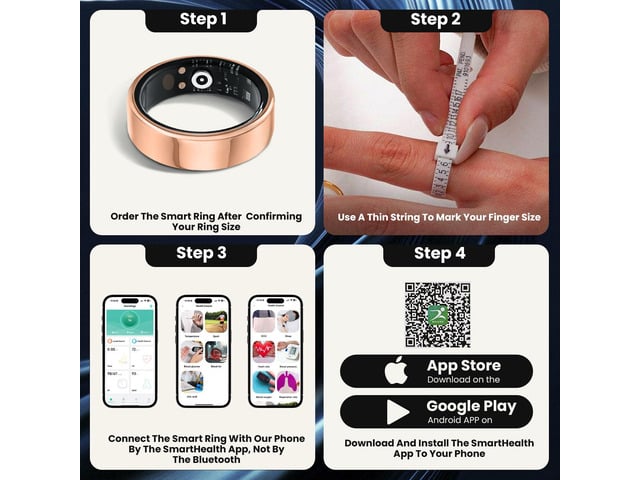 Smart Ring for Men and Women, Waterproof Fitness Ring Health Tracker, Heart Rate, Stress, Oxygen Monitor, Sleep Steps Calories Tracker, Activity...