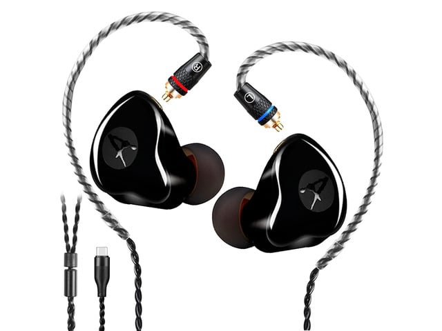 Dynamic Banlance in-Ear Earphone 2DD HiFi Headset in Ear Monitors Headphones Wired Earbuds IEM Earphones Gaming EarbudsBlack Type-C Without mic