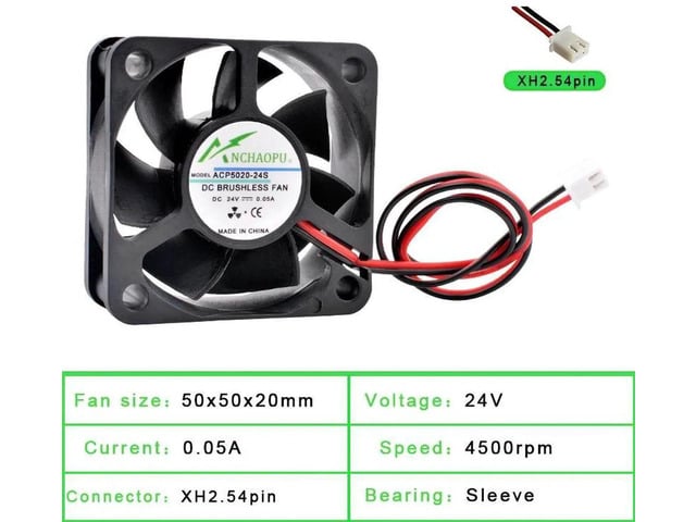ACP5020 50x50x20mm 50mm 5cm Sleeve Bearing Axial Cooling Fan, DC24V 2Pin Brushless Replacement Fan for Power Supplies, Chargers, Printers and...