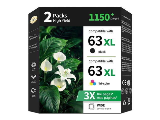 HP 63XL Ink Cartridge for HP 63 XL Black Color Replacement for 3830 4520 5255 Work for HP63 HP63XL for Printer Officejet 5258 4650 5200 5222 5121 4655...