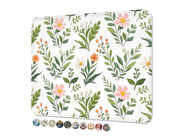 Niniubye Mouse Pad, Cute Mouse Mat, 10' x 8', Cute Green Leaf -03 Square Waterproof Gaming Computer Mat, Textured Top, Stitched Edges, Non-Slip...
