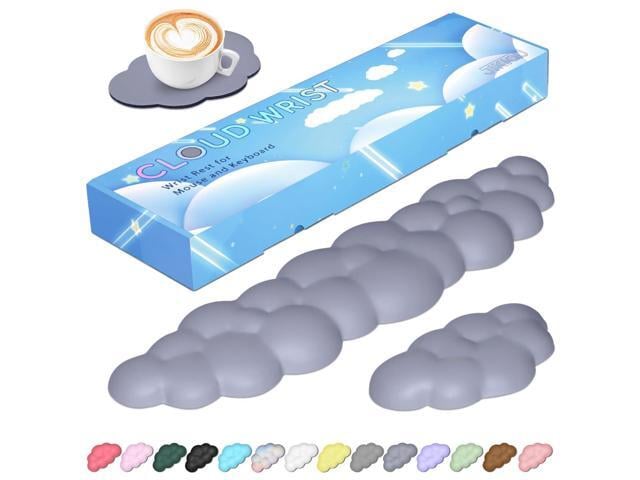 Upgrade Leather Cloud Wrist Rest for Keyboard and Mouse & Cup Pad Wish Gift-Cute Cloud Shape, Comfortable and dont Irritate to Skin, Non-Slip PU...