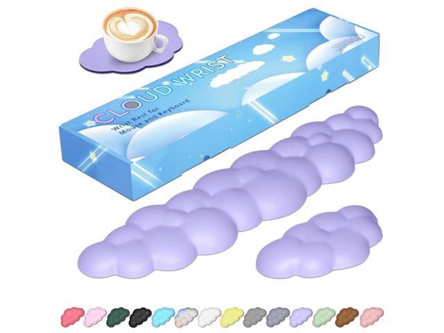 Upgrade Leather Cloud Wrist Rest for Keyboard and Mouse & Cup Pad Wish Gift-Cute Cloud Shape, Comfortable and dont Irritate to Skin, Non-Slip PU...