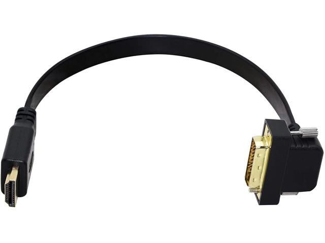 DVI to HDMI HDMI to DVI Flat Cable DVI-D to HDMI Adapter Bi-Directional Right Angle Gold-Plated DVI(24+1) Monitor Cable for PC Laptop HDTV Porjecto...