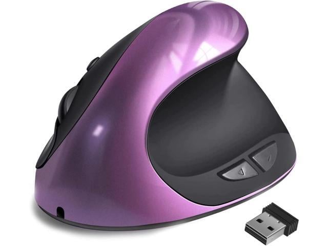 Apple Ergonomic Mouse,Rechargeable Small Vertical Mouse with 6 Buttons Adjustable 800/1200/1600 DPI Purple Wireless Mouse for Laptop, Desktop, PC, MacBook