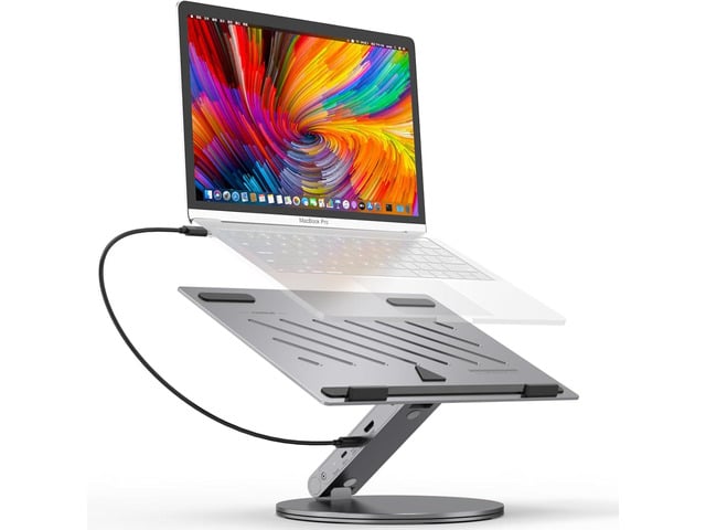 Apple USB C Laptop Docking Station, 6 in 1 USB C Hub 4K@60Hz HDMI, 100W PD, 5Gbps Ports, 360° Rotating Adjustable Laptop Stand for MacBook Pro/Air Dell...